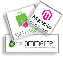 Logo de OsCommerce PrestaShop et Magento