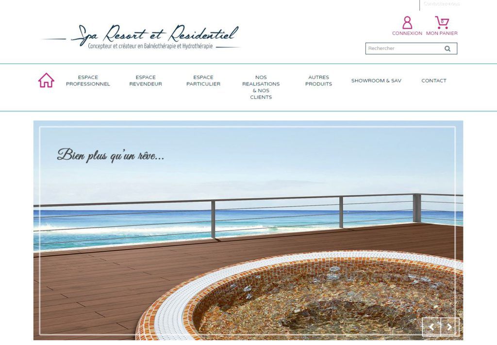 Page d'accueil du site internet de Spa Resort et Résidentiel.