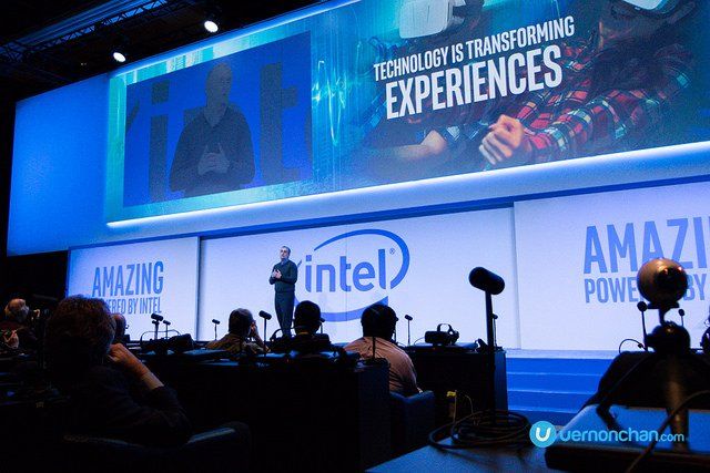 Conférence de presse Intel Corporation lors du CES 2017 à Las Vegas.