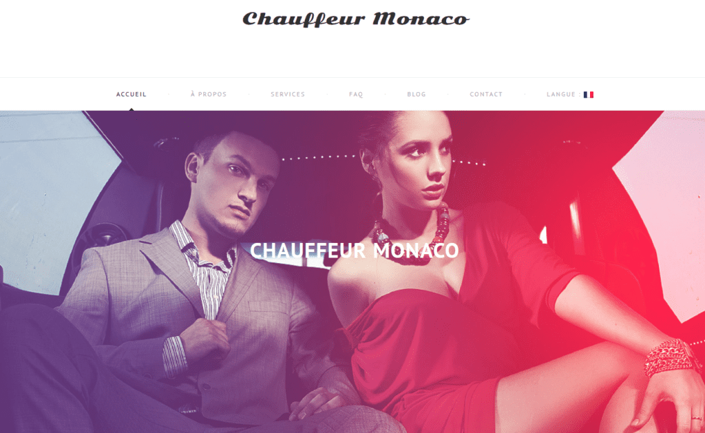 Page d'accueil du site Chauffeur Monaco.