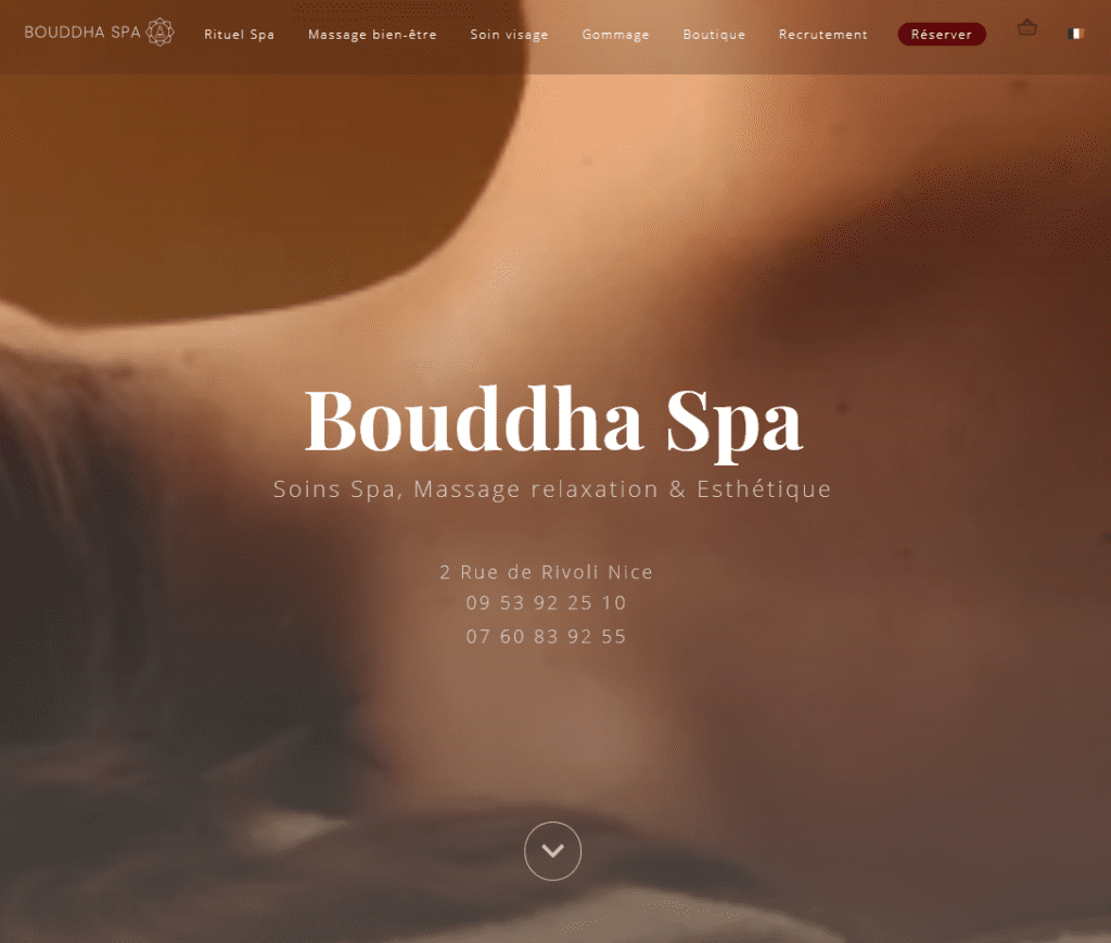 Page d'accueil du site Bouddha spa.