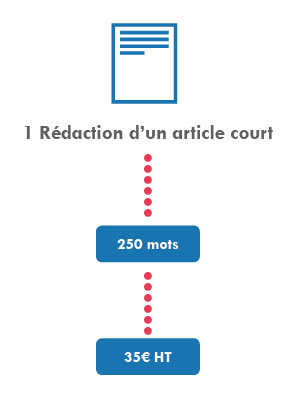 1 Rédaction d’un article court – 250 mots – 35€ HT